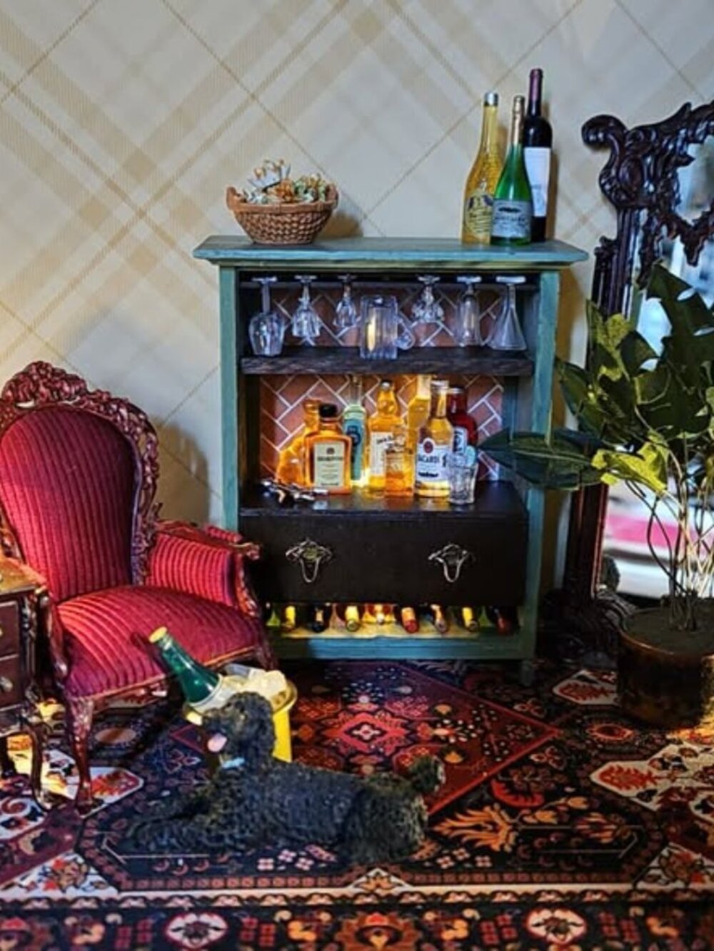 Dollhouse Miniature Bar Cabinet designed by Siyadina 1:12 Scale